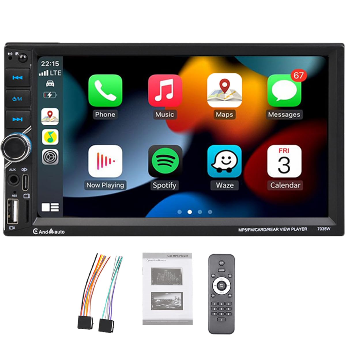 Amazon | Double Din車載ステレオ、無線MP 5 CarPlay Android Autoに